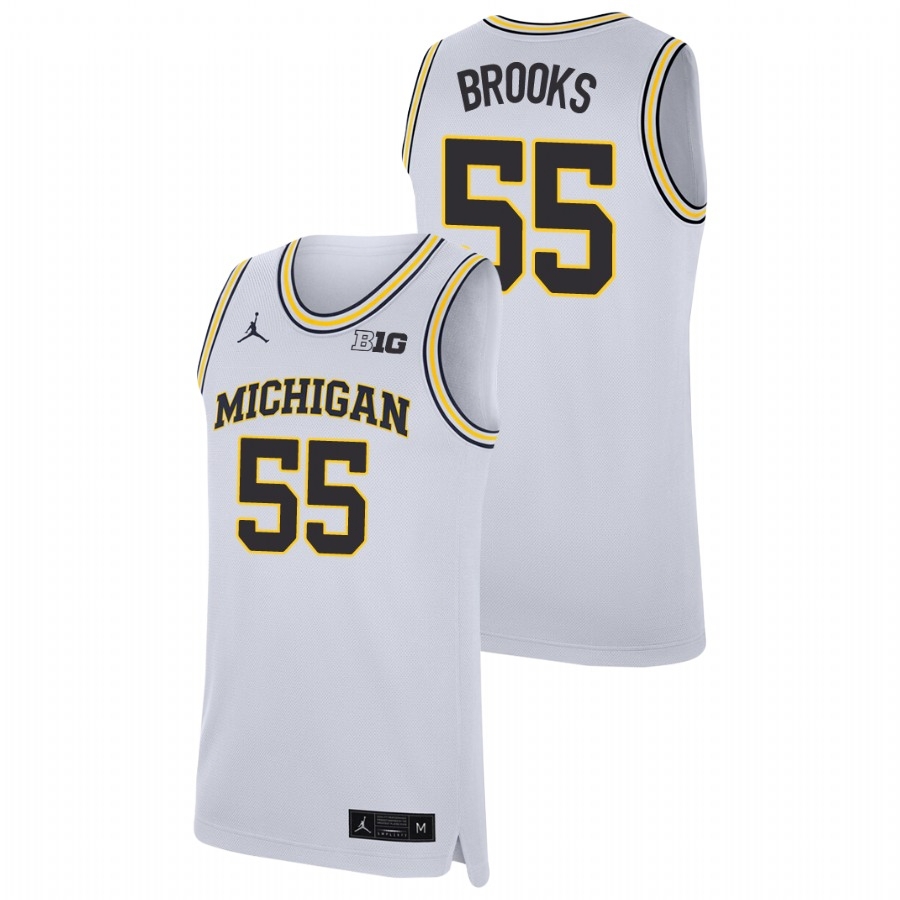 Michigan Wolverines Men's NCAA Eli Brooks #55 White Replica College Basketball Jersey RNP4249CN